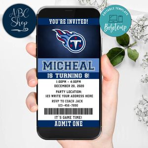 Electronic Tennessee Titans Birthday Invitation Instant Download