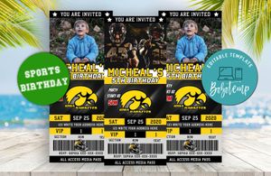 Iowa Hawkeyes Ticket Birthday Editable Templates Instant Download