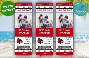 Louisville Cardinals Save The Date Wedding Engagement Announcement Ticket Invitation Instant Download