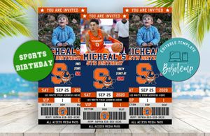 Editable Syracuse Orange Birthday Ticket Invitation Instant Download