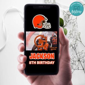 Cleveland Browns Birthday Video Invitation Digital Template Customizable Instant Download