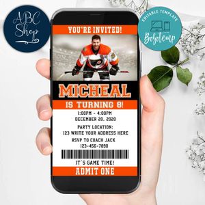 Electronic Philadelphia Flyers Ticket Electronic Invite Birthday Invitations Instant Download