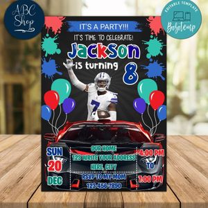 Trevon Diggs Dallas Cowboys Drive By Birthday Parade Invitation Printable Instant Download