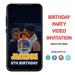 Stephen Curry Birthday Video Invitation Digital Template Customizable Instant Download