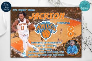 New York Knicks Birthday Flyer Template to Print at Home Instant Download