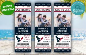  Houston Texans Save The Date Wedding Engagement Announcement Ticket Invitation Instant Download