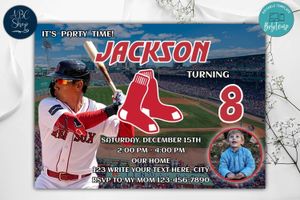 Boston Red Sox Birthday Invitations Template to Print at Home Instant Download