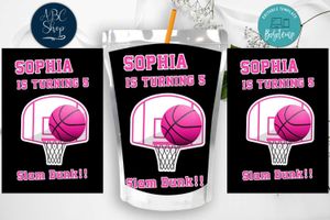 Basketball Girl Birthday Capri Sun Juice Label Instant Download
