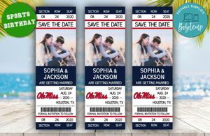 Editable Ole Miss Rebels Save The Date Wedding Engagement Announcement Ticket Invitation Instant Download