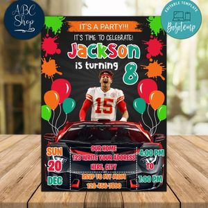 Patrick Mahomes Kansas City Chiefs Drive By Birthday Parade Invitation Printable Instant Download