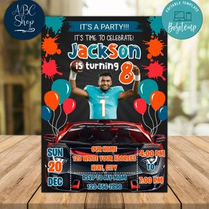 Tua Tagovailoa Miami Dolphins Drive By Birthday Parade Invitation Printable Instant Download