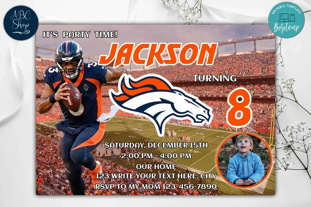 Denver Broncos Birthday Invitation Instant Download | Bobotemp