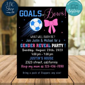 Goals or bows gender reveal invitation Instant Download