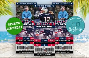 New England Patriots Ticket Birthday Editable Template Instant Download
