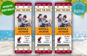 Miami Heat Save The Date Wedding Engagement Announcement Ticket Invitation Instant Download