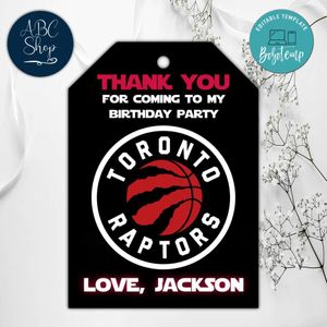Toronto Raptors Birthday Thank You Tags Instant Download