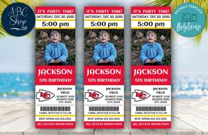 Printable Kansas City Chiefs Birthday Ticket With Photo Invitation Instant Download