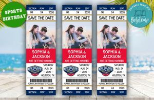 New Orleans Pelicans Save The Date Wedding Engagement Announcement Ticket Invitation Instant Download
