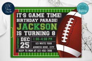 Printable Football Birthday Parade Invitations Instant Download