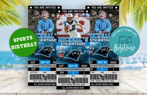 Editable Carolina Panthers Birthday Ticket Invites Instant Download