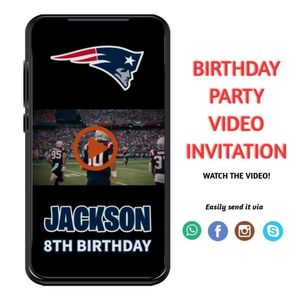 New England Patriot Birthday Video Invitation Digital Template Customizable Instant Download