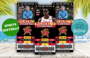 Maryland Terrapins Ticket Birthday Editable Templates Instant Download