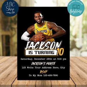 LeBron James Birthday Invitation Instant Download