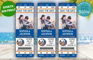 New York Islanders Save The Date Wedding Engagement Announcement Ticket Invitation Instant Download