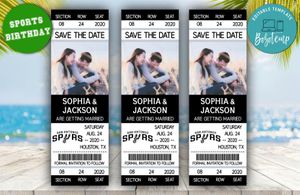 Editable San Antonio Spurs Save The Date Wedding Engagement Announcement Ticket Invitation Instant Download