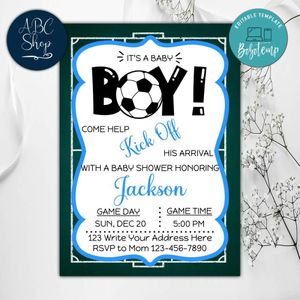 Soccer Baby Shower Invitation Instant Download