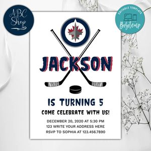 Printable Winnipeg Jets Birthday Invitations Instant Download
