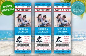 Miami Marlins Save The Date Wedding Engagement Announcement Ticket Invitation Instant Download