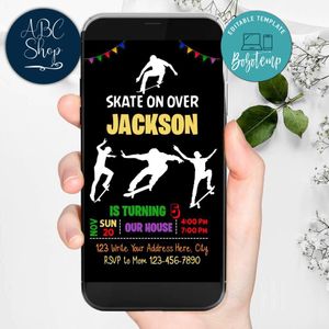 Electronic Skateboard Electronic Invite Birthday Invites Instant Download