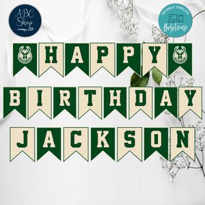 Milwaukee Bucks Birthday Banner Instant Download