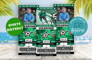 Dallas Stars Party Ticket Invitations Instant Download