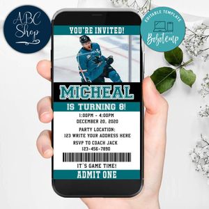 Electronic San Jose Sharks Ticket Electronic Invite Birthday Invites Instant Download
