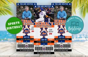 Editable New York Mets Birthday Ticket Invitation Instant Download