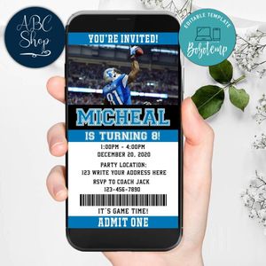 Electronic Calvin Johnson Detroit Lions Ticket Electronic Invite Birthday Invites Instant Download