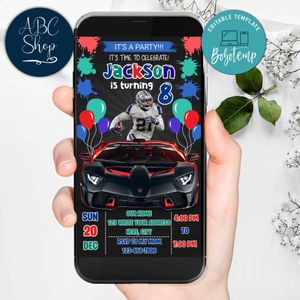 Mobile Ezekiel Elliott Dallas Cowboys Drive By Birthday Parade Electronic Invite Invitation Template Instant Download