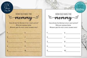 Printable How Old Was The Mommy Baby Shower Game Instant Download
