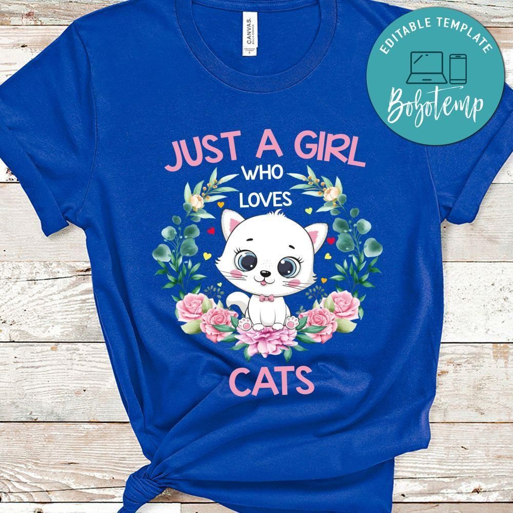 Just A Girl Who Loves Cats Shirt For Kids Girls Women