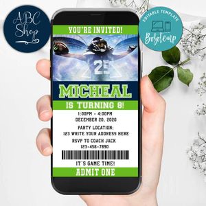 Electronic Seattle Seahawks Electronic Invite Birthday Invitations Instant Download