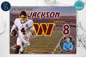 Washington Commanders Birthday Flyer Template to Print at Home Instant Download