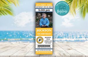 Indiana Pacers Birthday Ticket With Photo Invitation Instant Download
