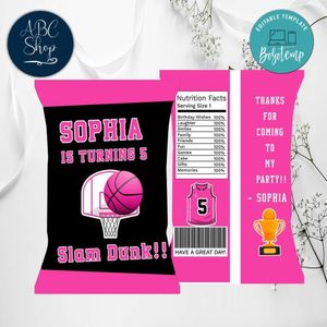 Basketball Girl Birthday Chip Bags Instant Download