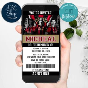 Electronic Atlanta United FC Electronic Invite Birthday Invites Instant Download