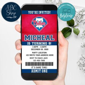 Electronic Philadelphia Phillies Birthday Flyer Instant Download