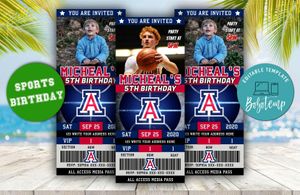 Arizona Wildcats Ticket Birthday Editable Templates Instant Download
