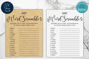 Editable Baby Word Scramble Baby Shower Game Instant Download