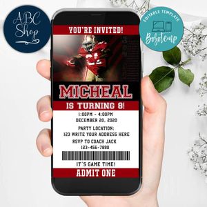 Electronic San Francisco 49ers Ticket Electronic Invite Birthday Flyer DIY